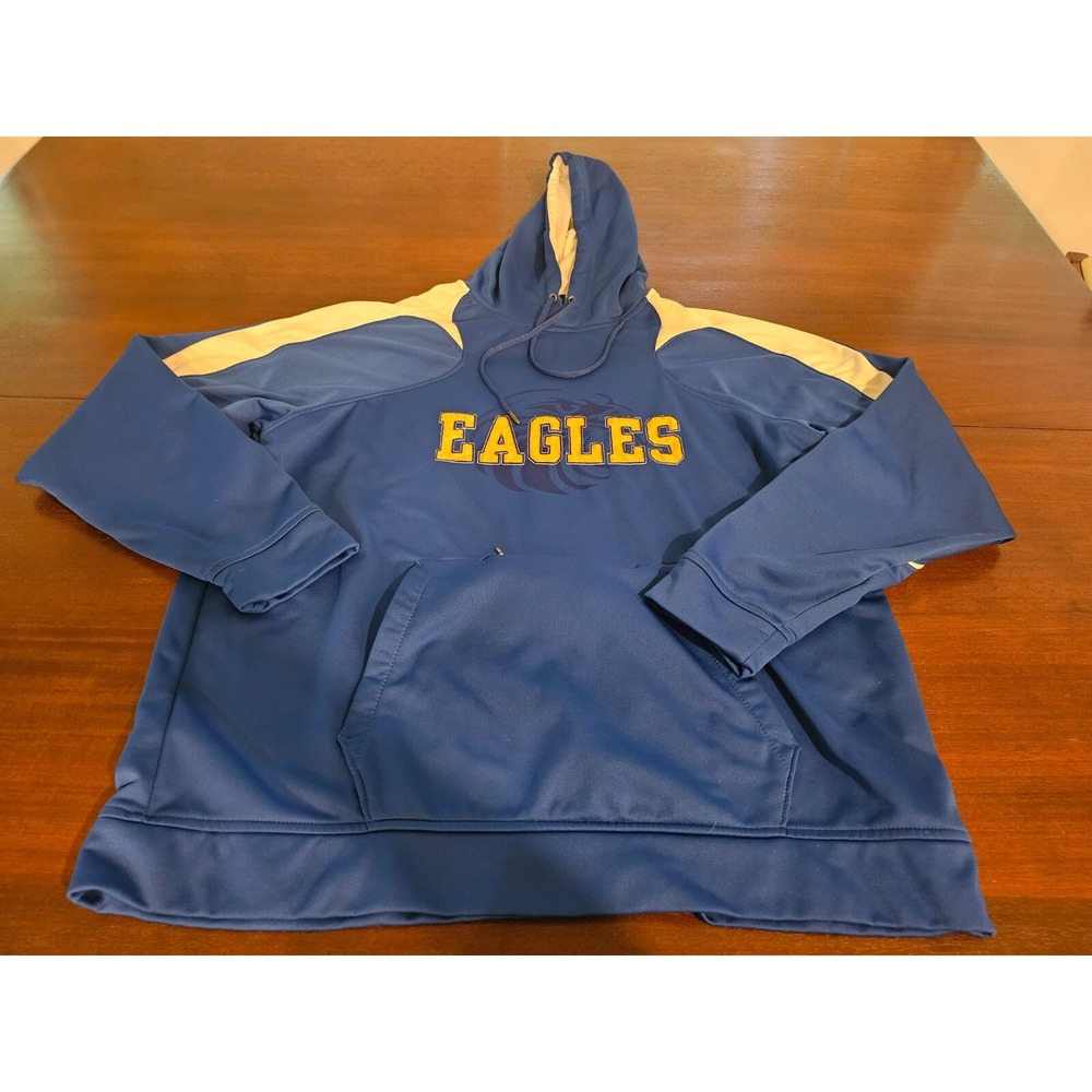 Holloway Eagles Hoodie Size Large Blue Yellow Kangaroo Pocket‎ Long Sleeve